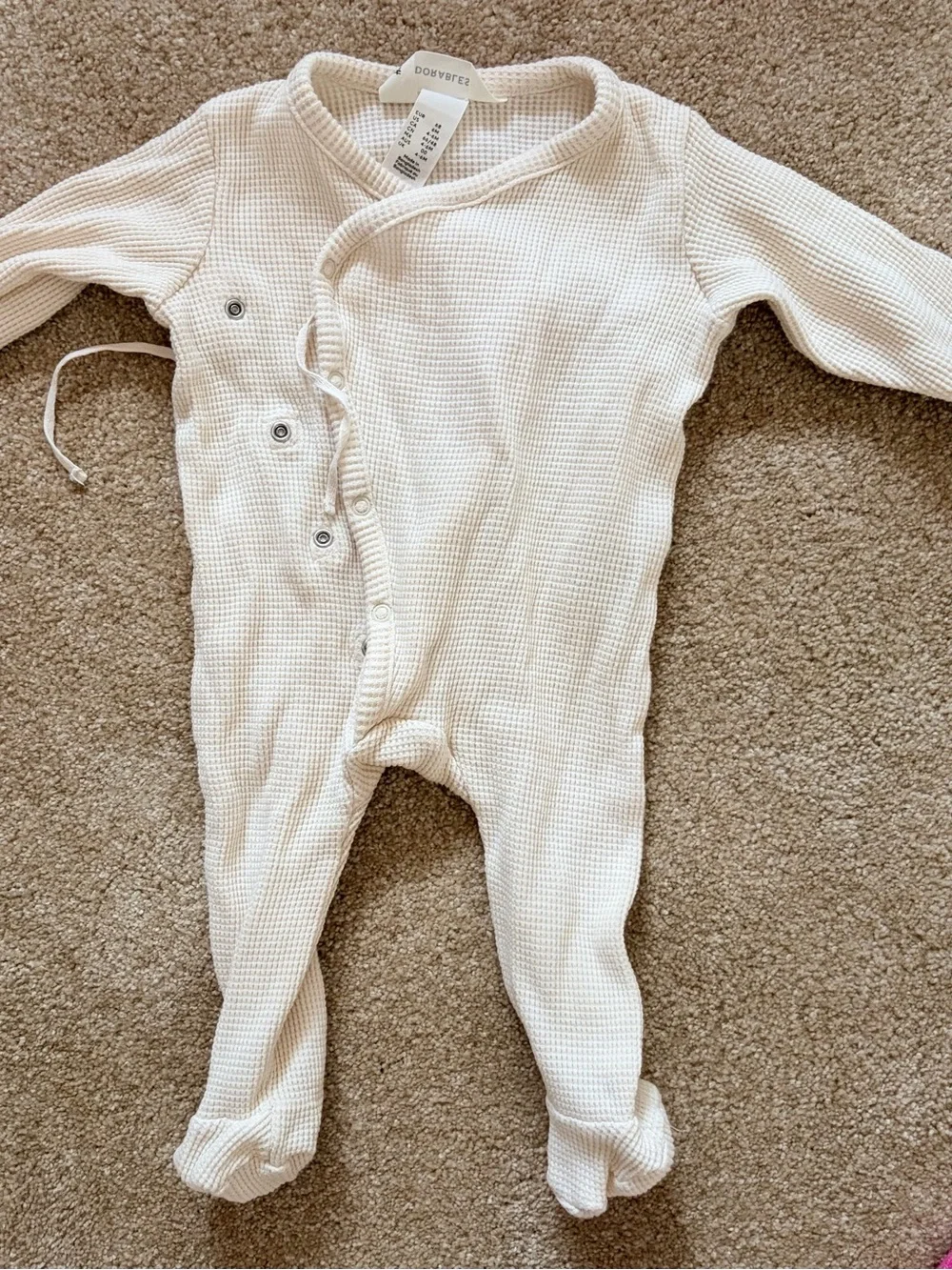 Cream Waffle Knit Baby One-Piece